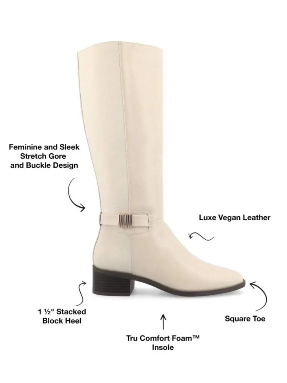 Journee Collection Londyn Wide Width Wide Calf Knee High Boots Beige 6.5 NWT